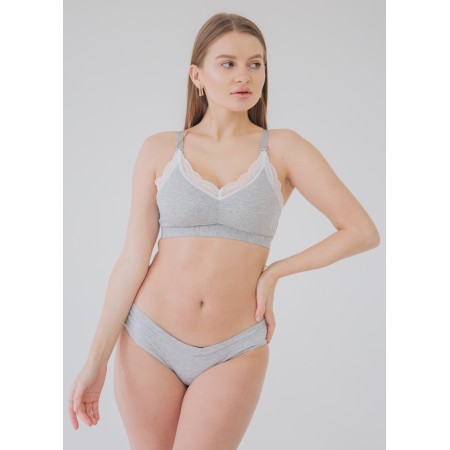 Комплект білизни бюстгалтер для годування і труси бразиліана Сірий